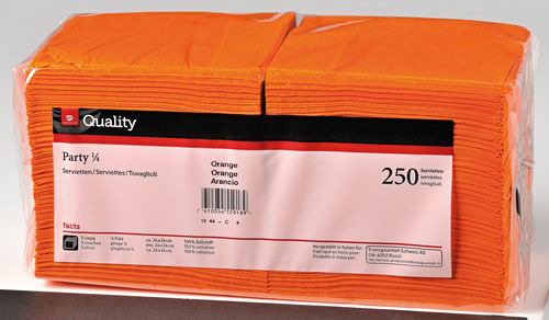 Servietten Party 24x24cm orange 250 Stück QUALITY 992152
