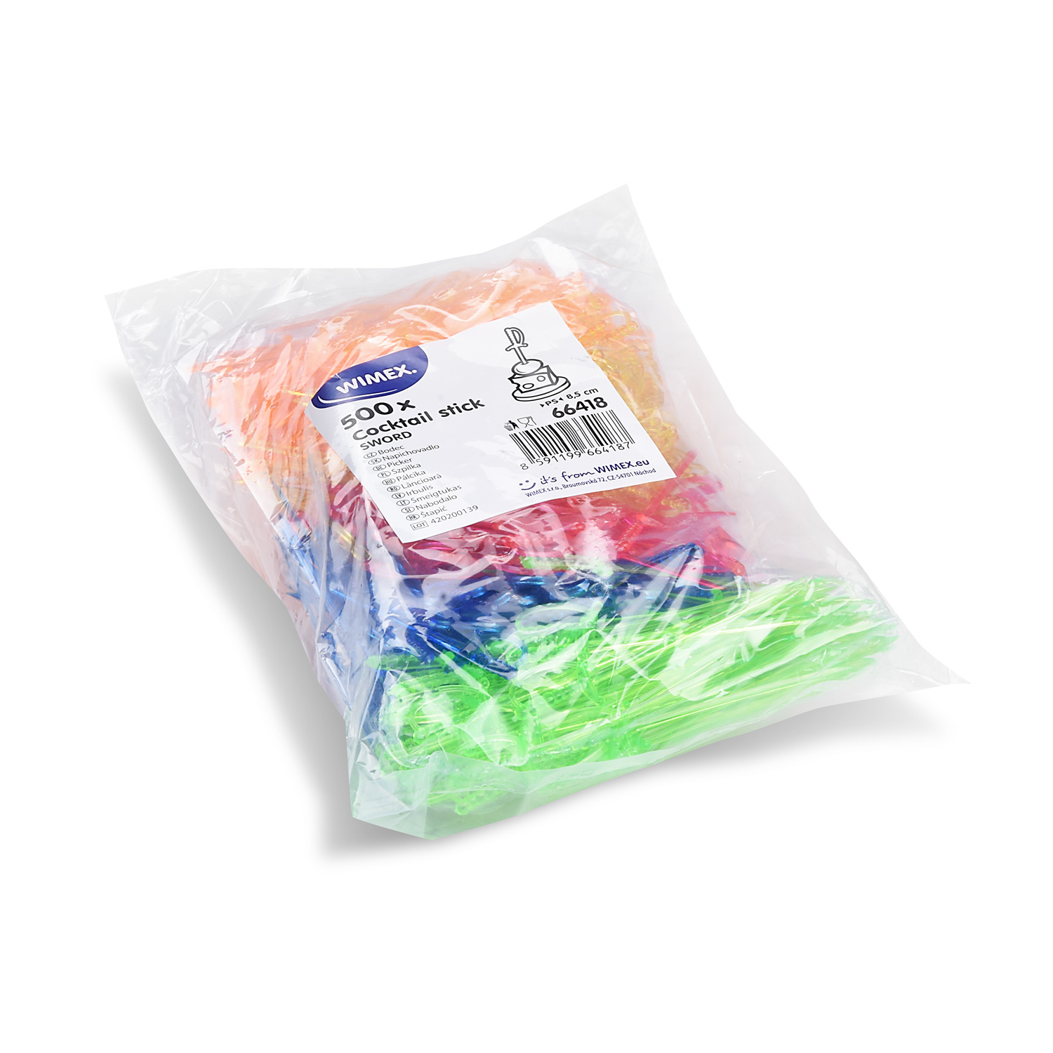 Kunststoff-Picker PS Schwert bunt gemischt 8,5 cm, Packung mit 500 Stück