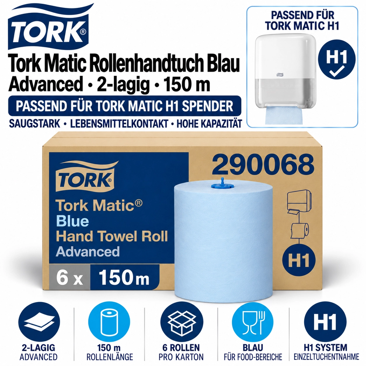 TORK-290068 Matic blaues Rollenhandtuch - H1