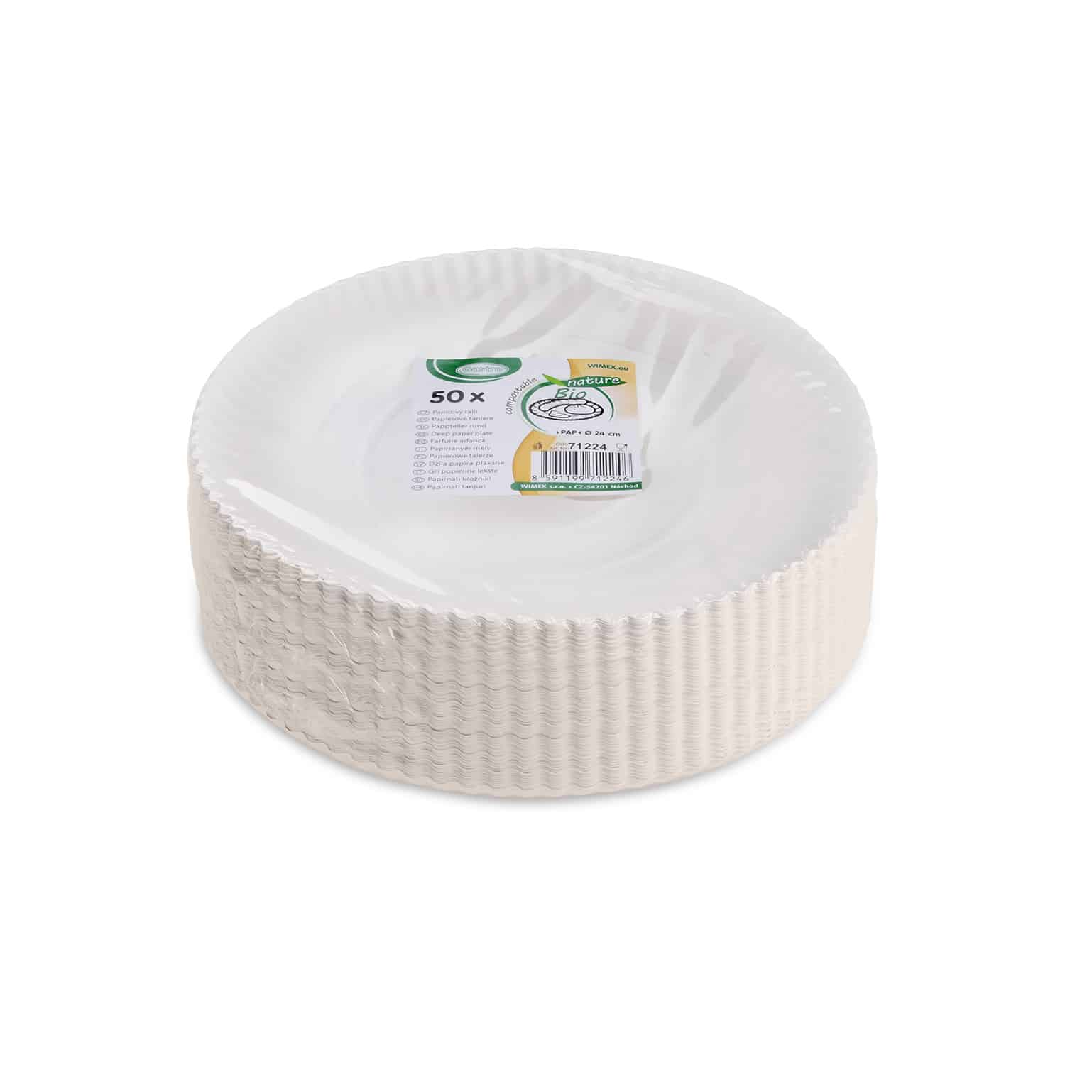 Pappteller tief weiß 24cm - 50 Stück