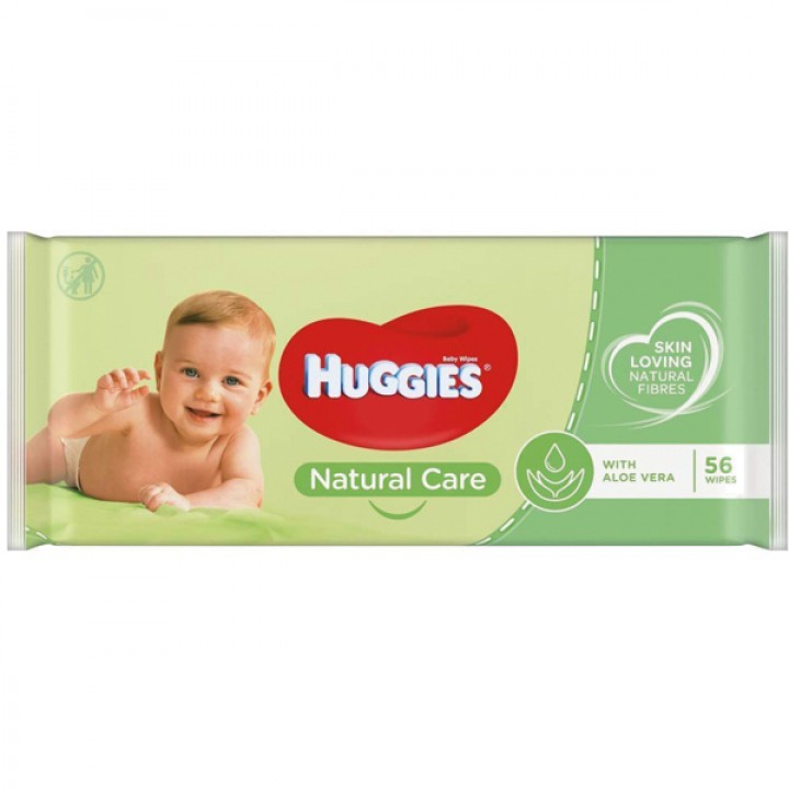 HUGGIES Feuchttücher Natural Care mit Aloe Vera - Pack à 56 Tücher