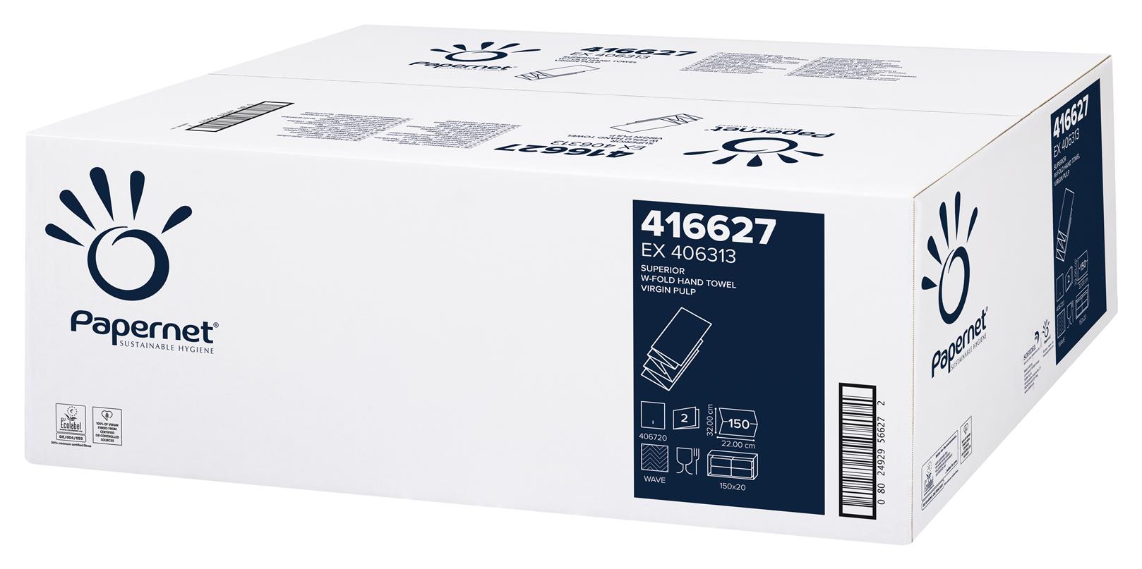 Faltpapier Papernet W-Falz 2-lagig 22x32cm Zellstoff