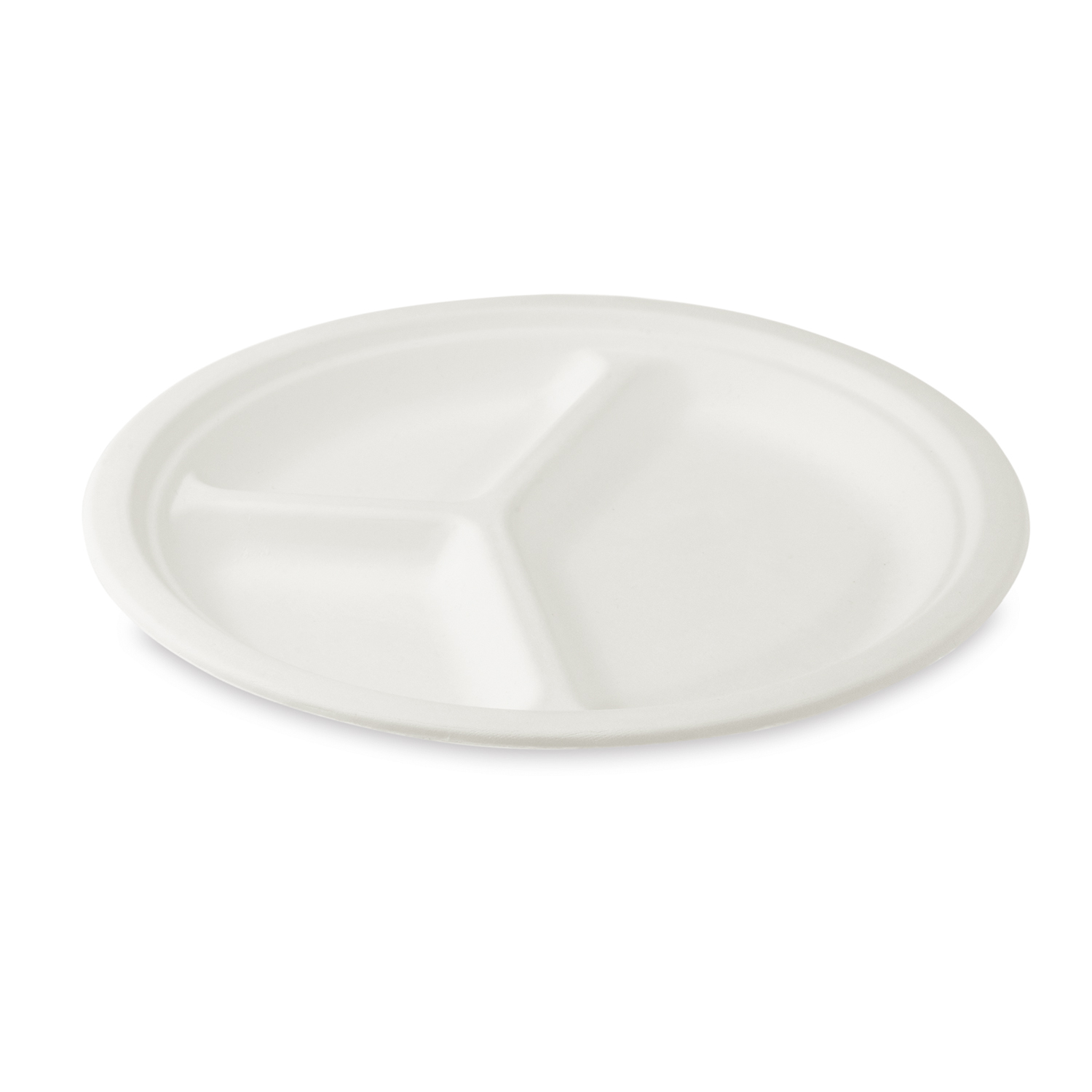 Teller Zuckerrohr-Bagasse 3-geteilt 26cm - 50 Stück