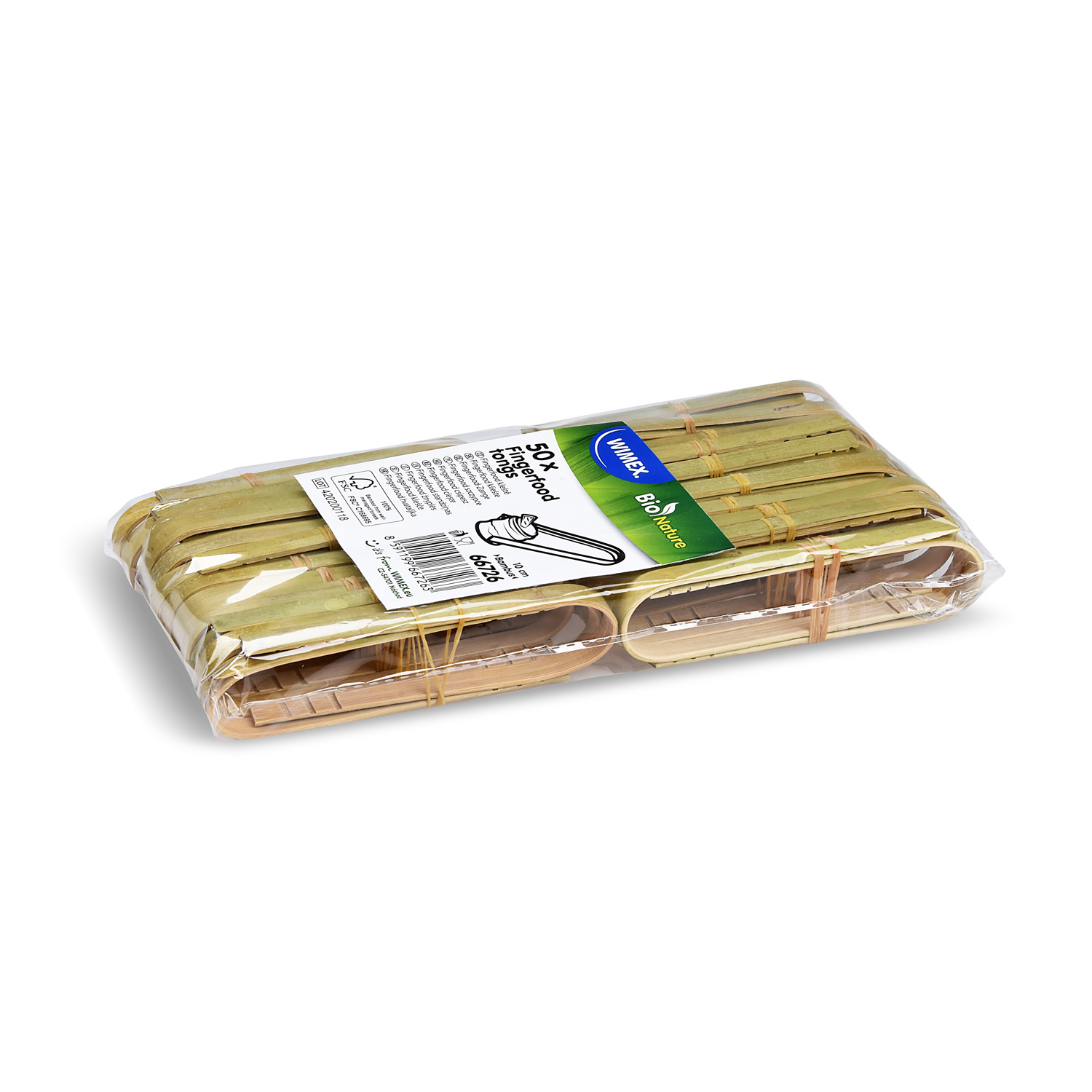 Fingerfood-Zange aus Bambus FSC 100% für Buffet und Catering, 10 cm, Packung mit 50 Stück