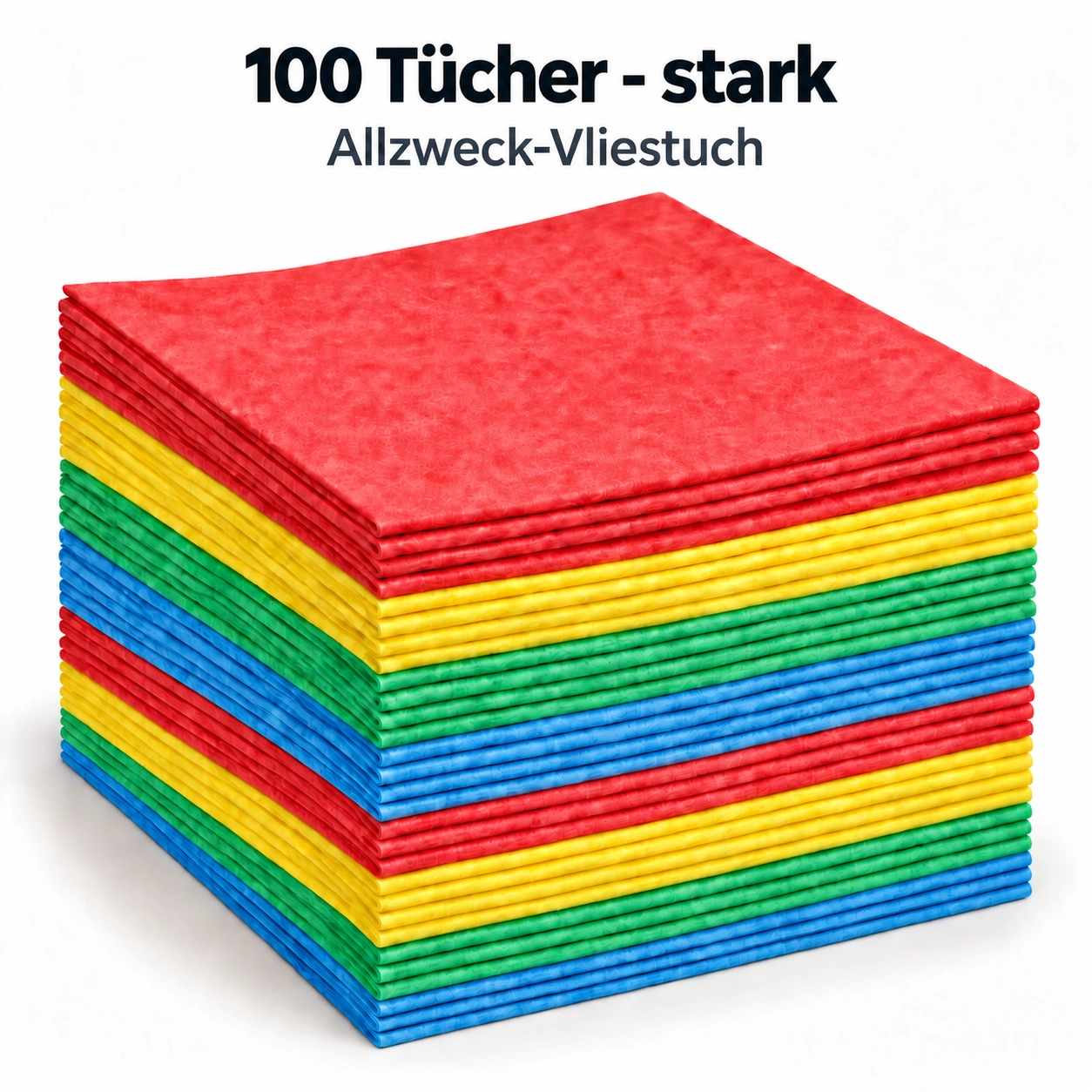100 Stück Farb-Mix starke Allzweck-Vliestücher - rot, gelb, grün, blau