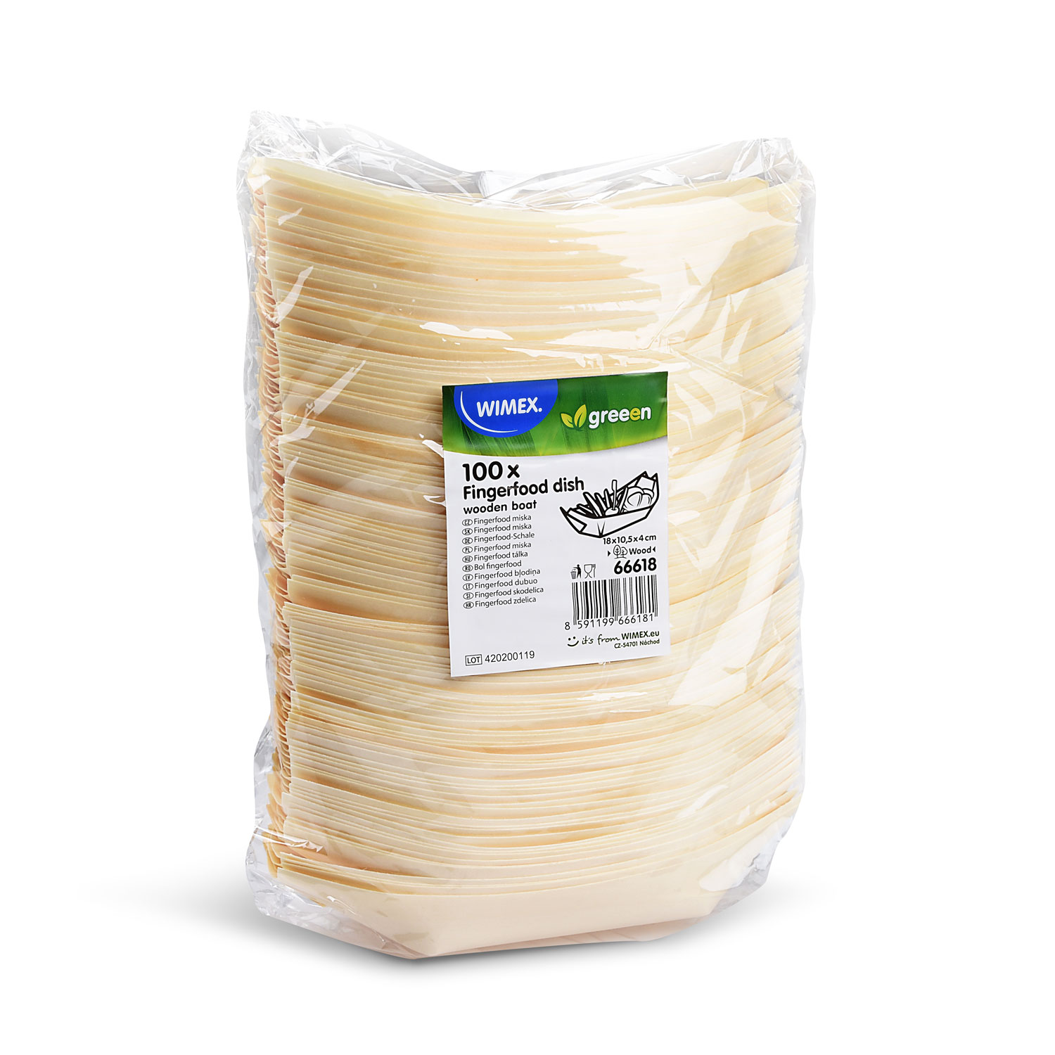 Fingerfood-Schale aus Holz Schiffchen 18 x 10,5 cm - 100 Stück