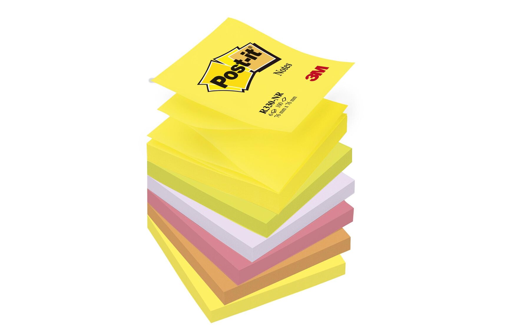 Z-Notes refill Rainbow 76x76mm 6-farbig neon/6x100 Blatt POST-IT R330NRB