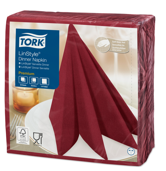 TORK-478855 Premium LinStyle Dinnerservietten Bordeauxrot -