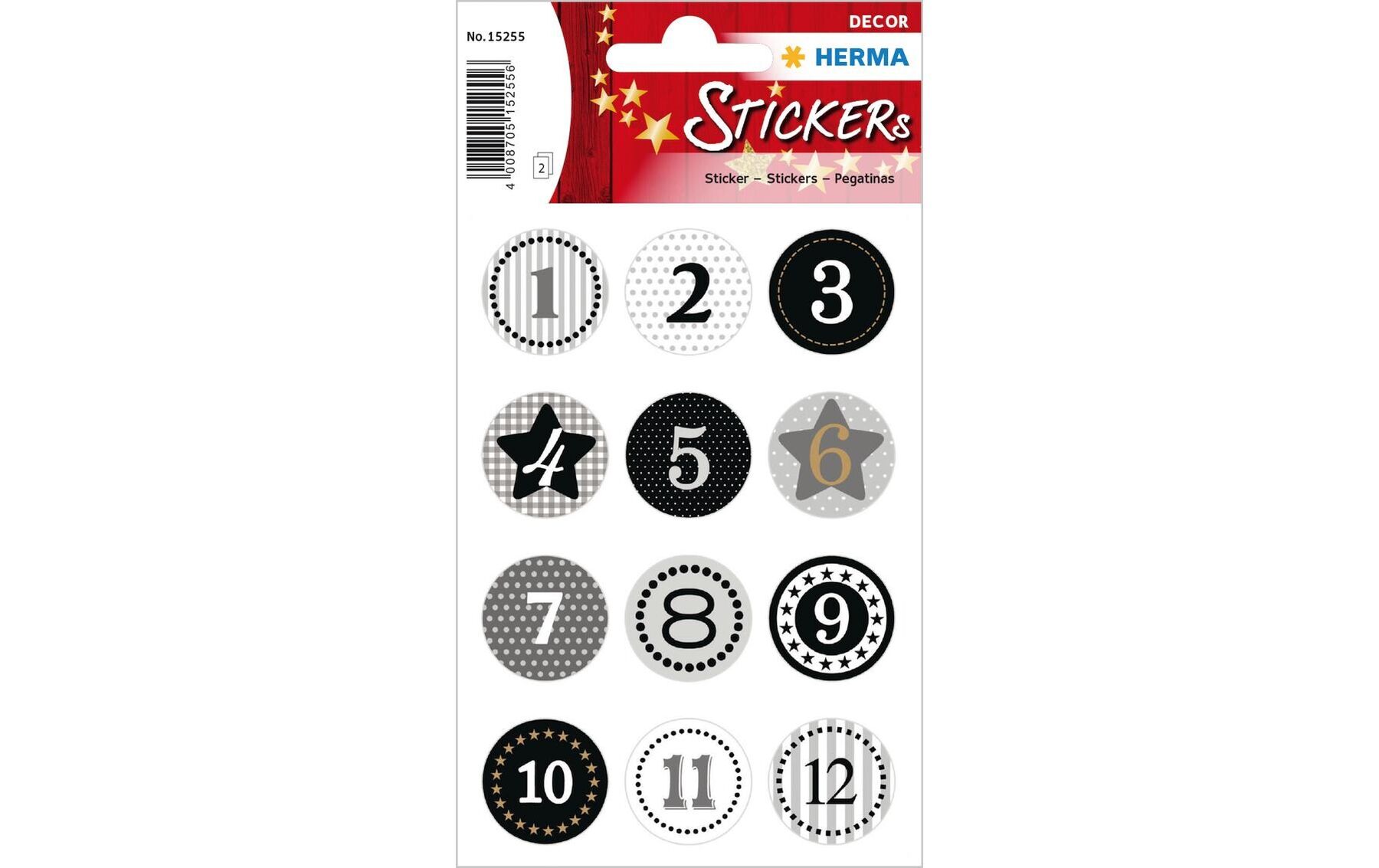 Sticker Adventskalender schwarz 24 Stück /2 Blatt HERMA 15255