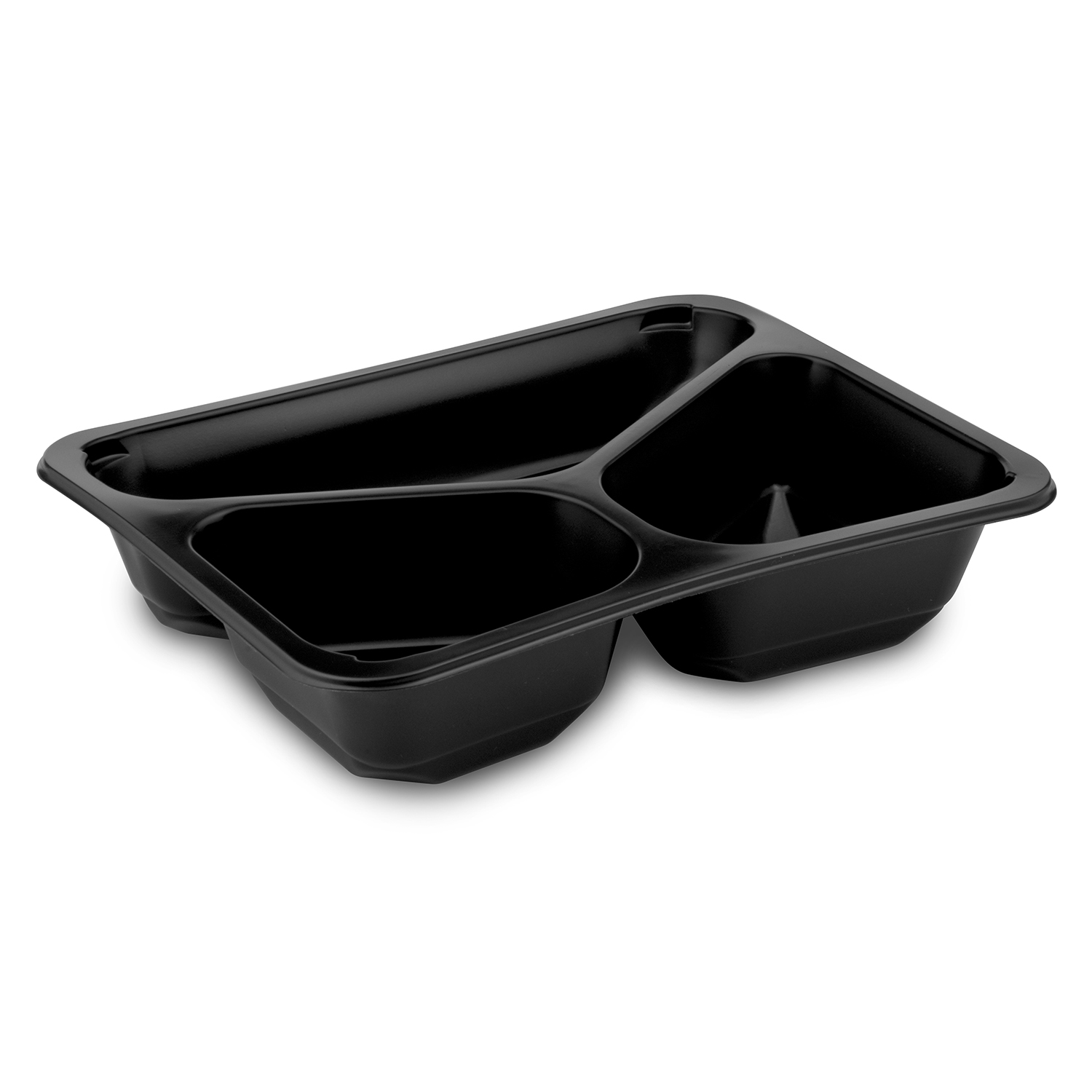 Menü-Schale (PP) 3-geteilt schwarz 227 x 178 x 50 mm - 50 Stück