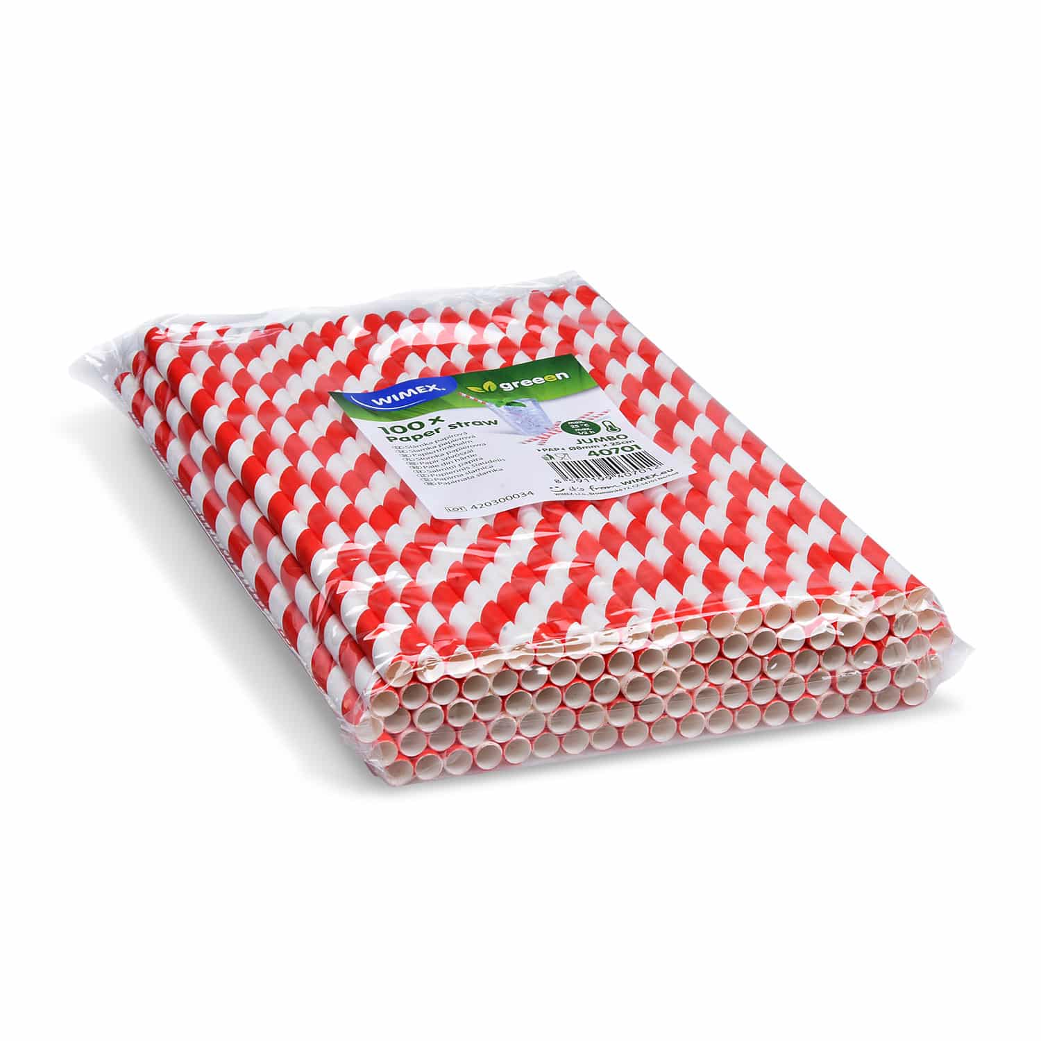 Papiertrinkhalm Spirale rot JUMBO 8mm x 25cm - 100 Stück