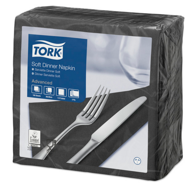 TORK-477675 Soft Dinnerservietten Schwarz -