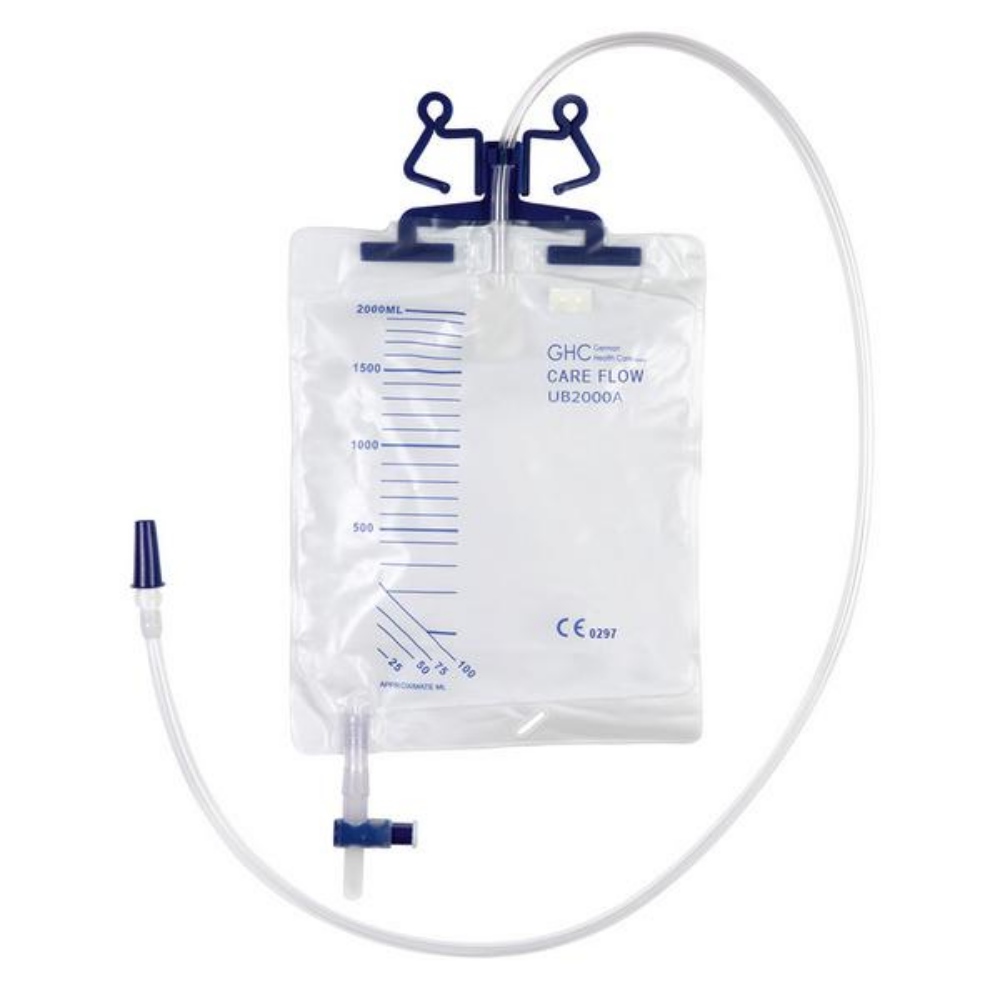 CARE FLOW UB 2000A Bettbeutel Einmalbettbeutel, Schlauchlänge 110 cm, steril, 2000 ml