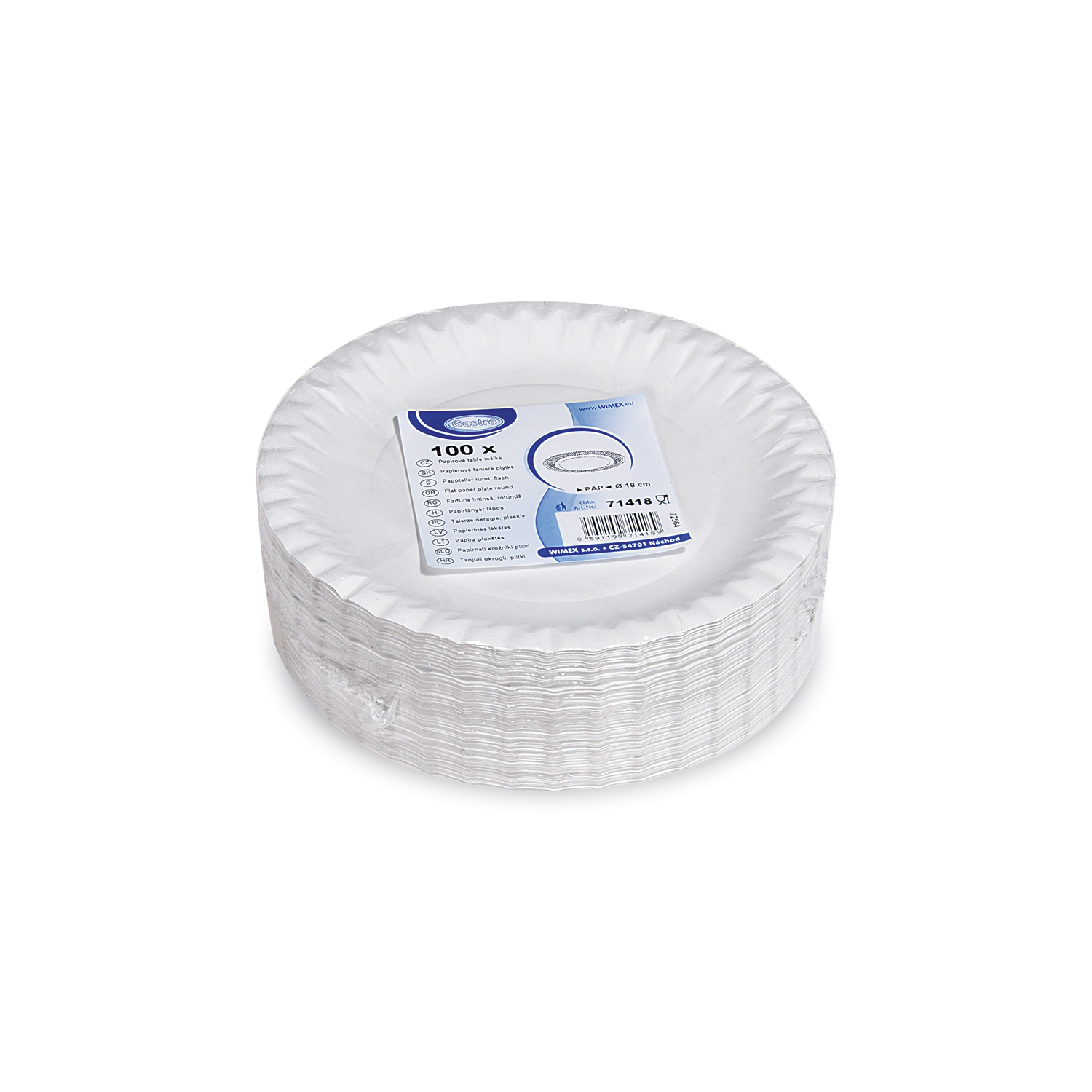 Pappteller weiß 18cm RECY - 100 Stück