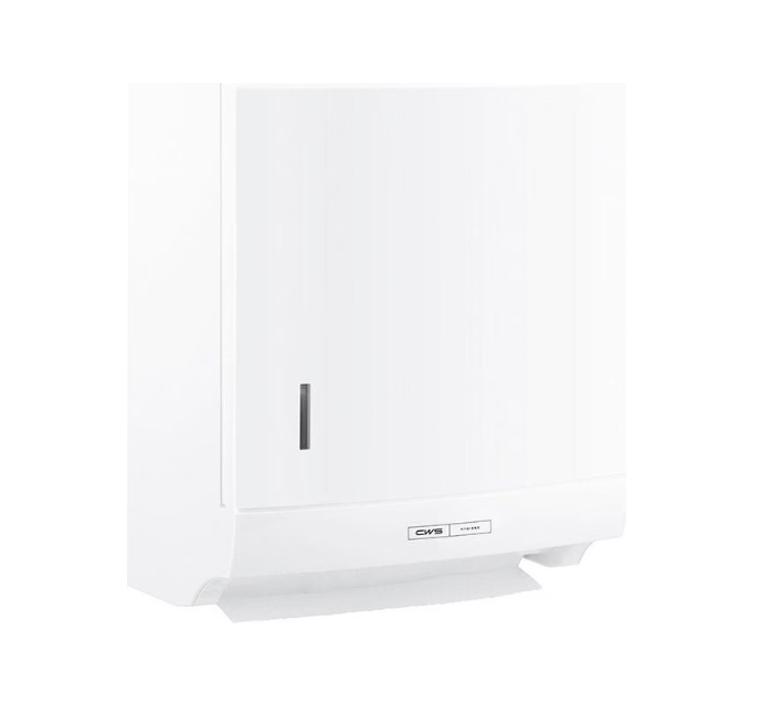 Komplettset CWS Faltpapierspender Paradise Paper Slim mit Druckknopf - Weiss