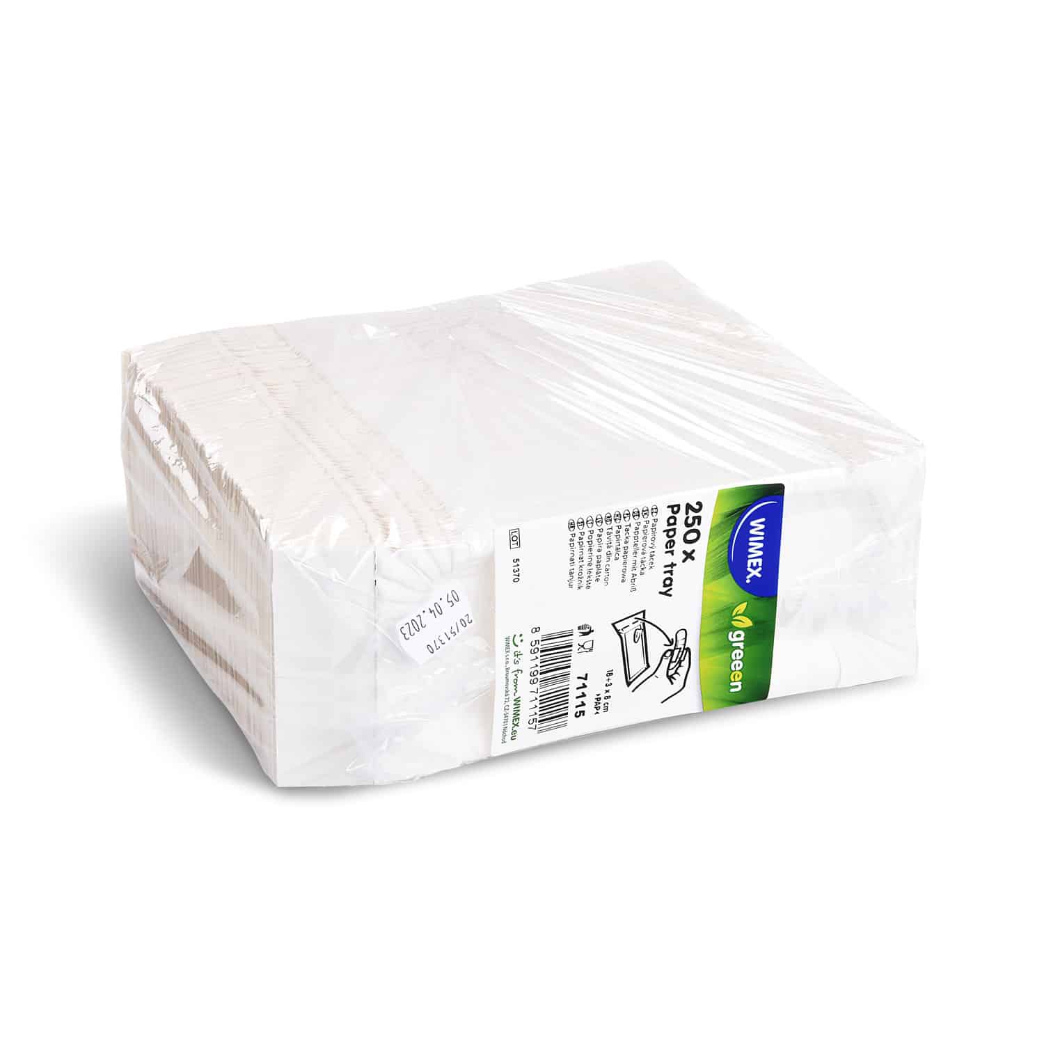 Pappteller mit Abriß weiß 8 x 18+3 cm - 250 Stück