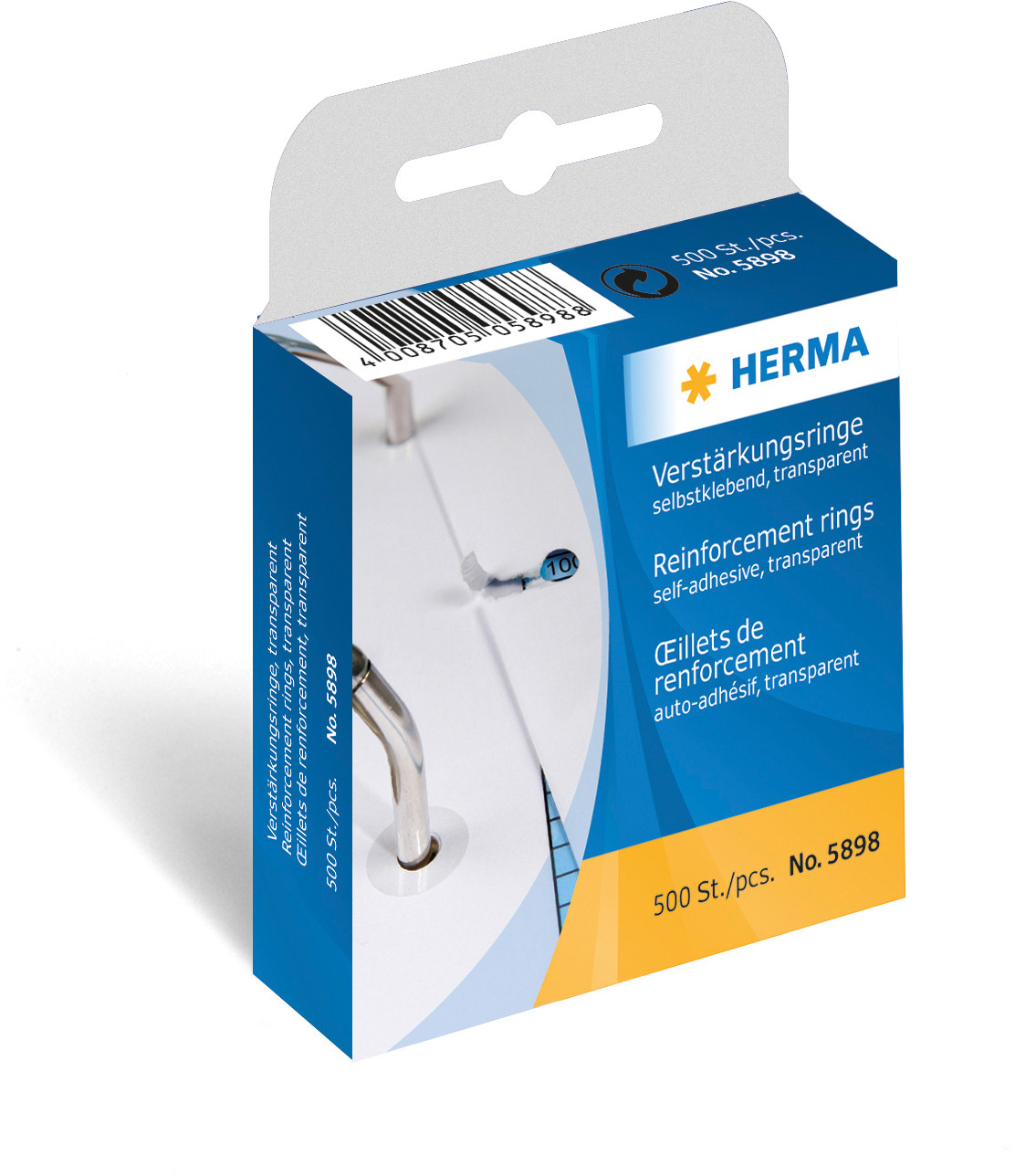 Verstärkungsringe transparent 500 Stück HERMA 5898