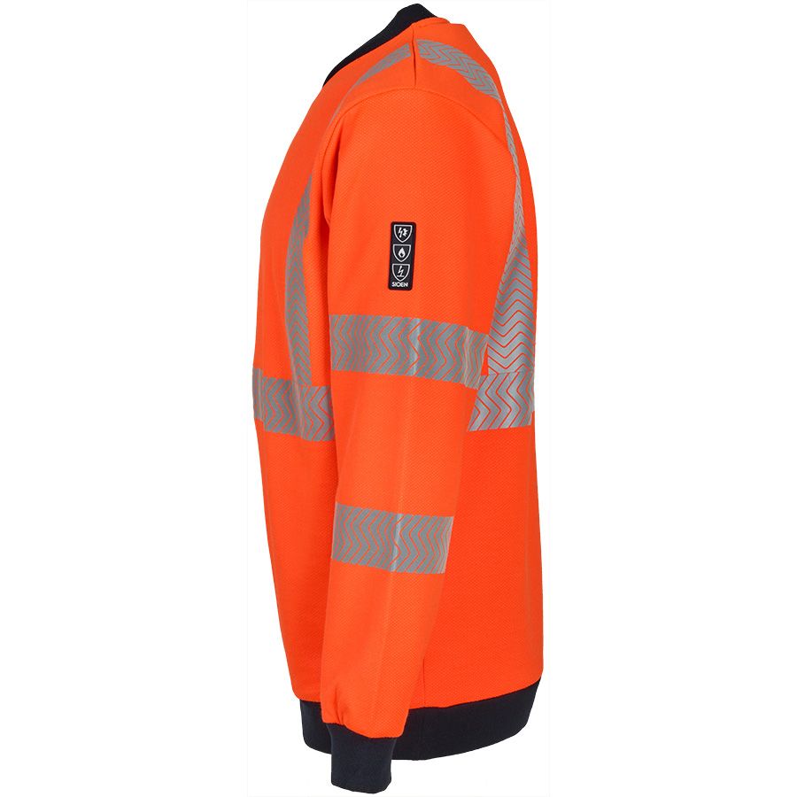 Warnschutz-Sweatshirt mit Störlichtbogenschutz KUROW, leuchtorange/dunkelblau - Grösse S