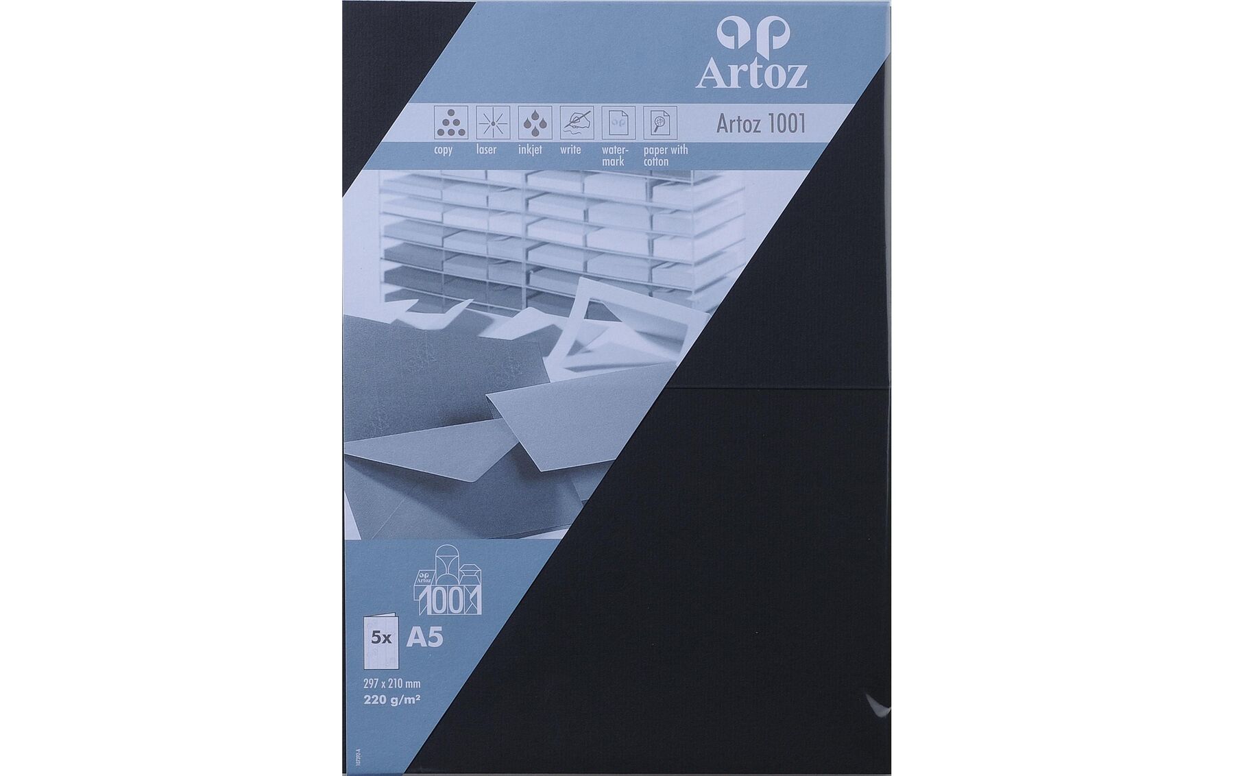 Karten 1001 A5 220g, schwarz 5 Blatt ARTOZ 107392262