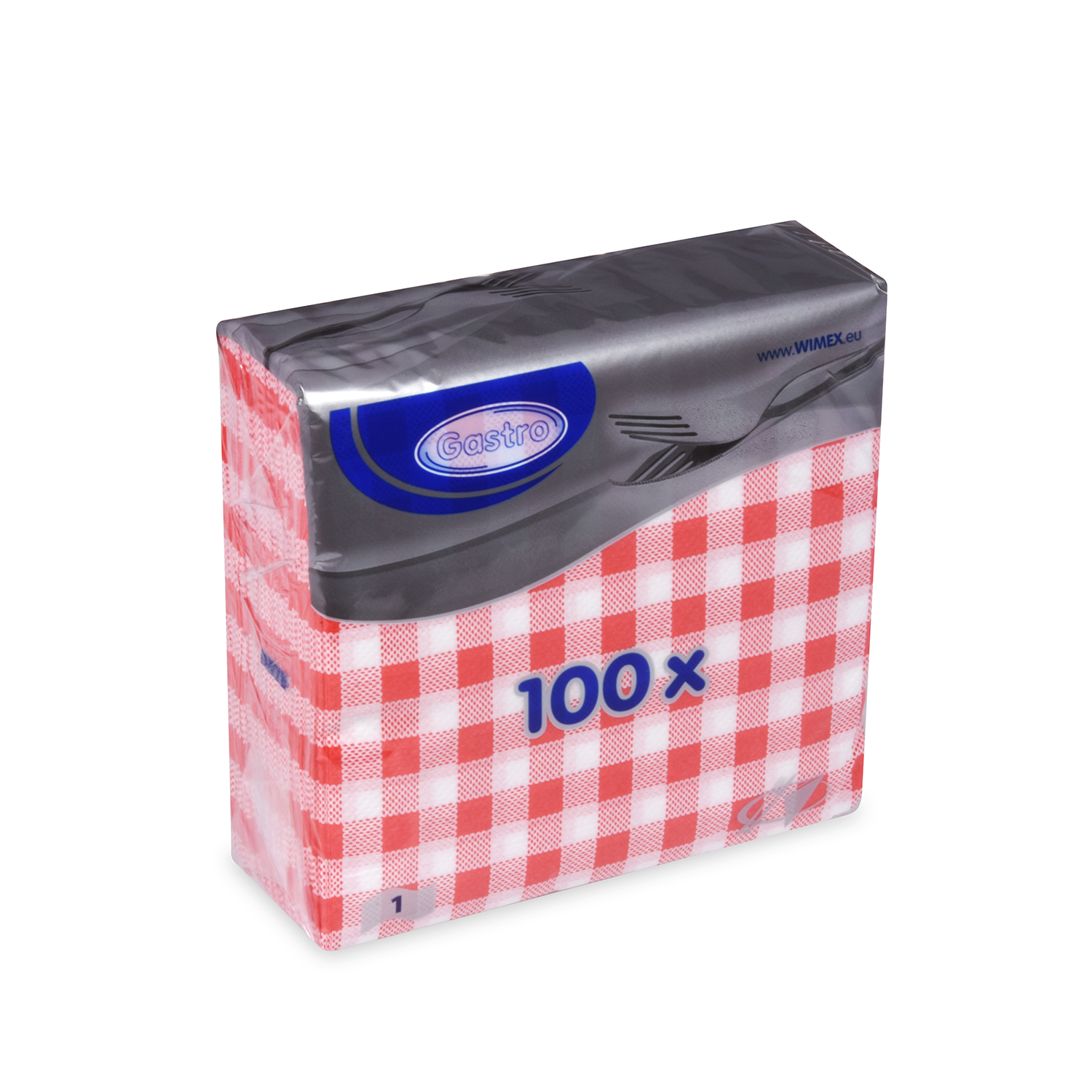 Serviette Papier FSC Mix 33 x 33 cm rot Karo für Tisch, Buffet und Take-away, Packung mit 100 Stück