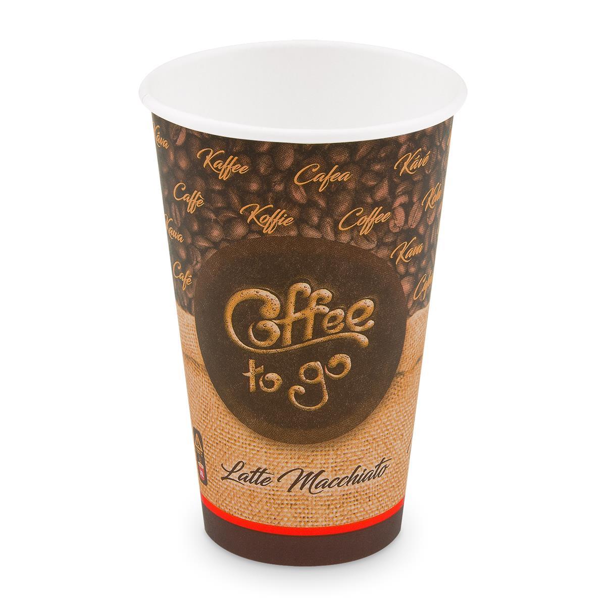 Pappbecher FSC Mix/PE 510 ml Ø 90 mm Motiv Coffee to go, Packung mit 50 Stück