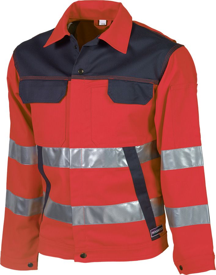 Warnschutz-Bundjacke PROGRESSO REFLEX, leuchtrot/grau - Grösse 46/48