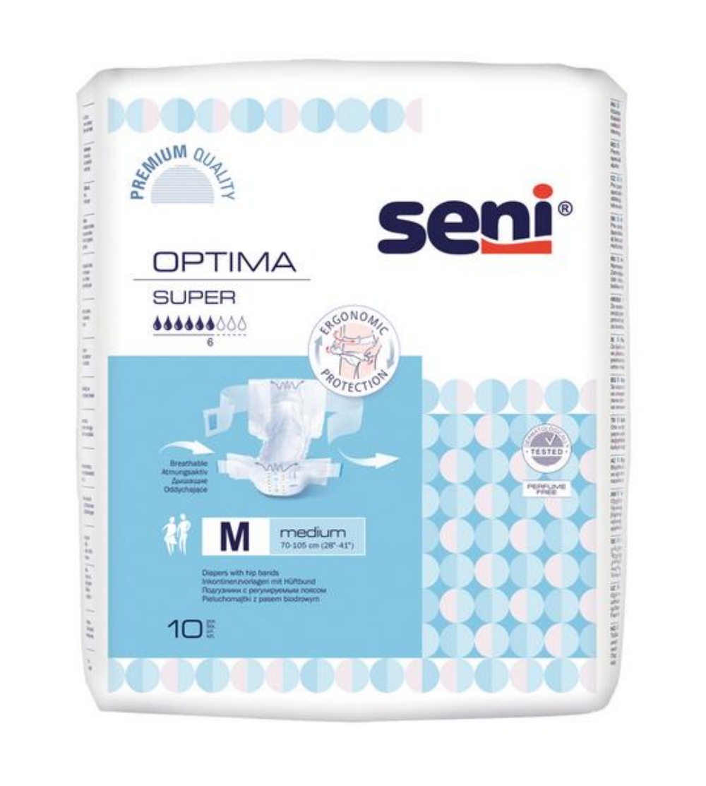 Seni Optima Super Gr.M Atmungsaktive Vorlage mit Hüftband, blau 10 Stück
