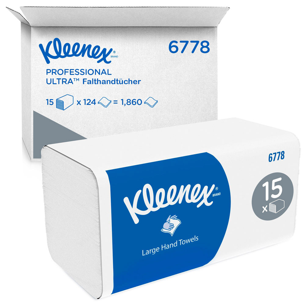 Kleenex 6778 Ultra Papierhandtücher Interfold, weiss, 2-lagig, 15 x 124 Blatt