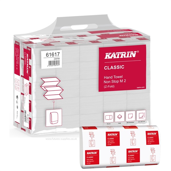 KATRIN 61617 Papierhandtücher Classic Non Stop M2, Z-Falz, 24 x 20,3 cm