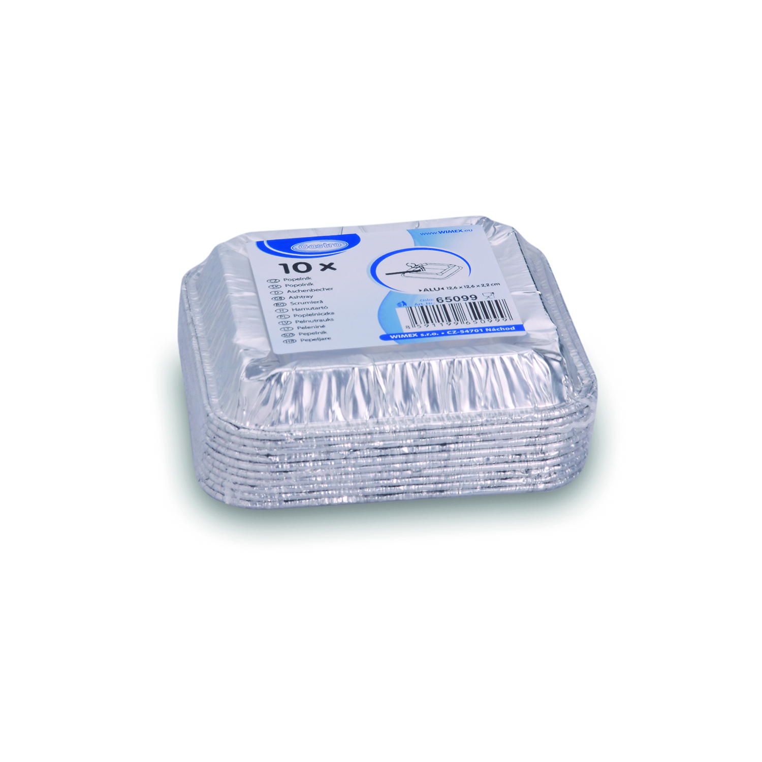 Aschenbecher (ALU) 12,6 x 12,6 x 2,2 cm - 10 Stück