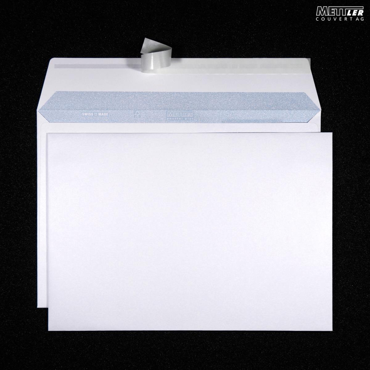 Couvert ohne Fenster C4 120g ultraw., Kleber 250  Stück METTLER 9066