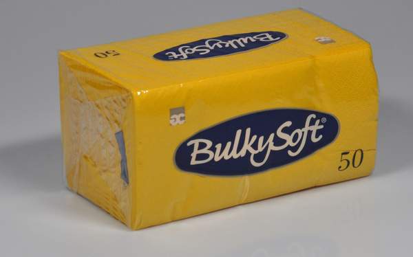Servietten Bulkysoft 2-lagig, 1/8 Falz gelb 33x33cm Kopffalz-2000 Stück
