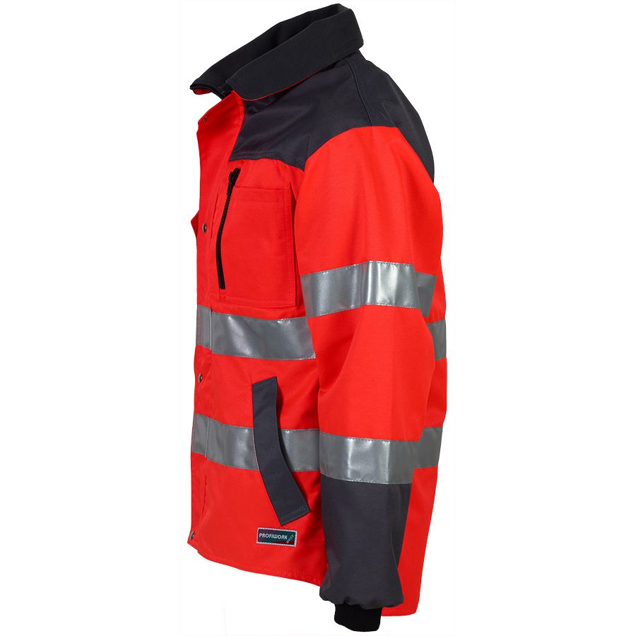 Warnschutz-Jacke PROFIWORK REFLEX, leuchtrot/grau - Grösse L