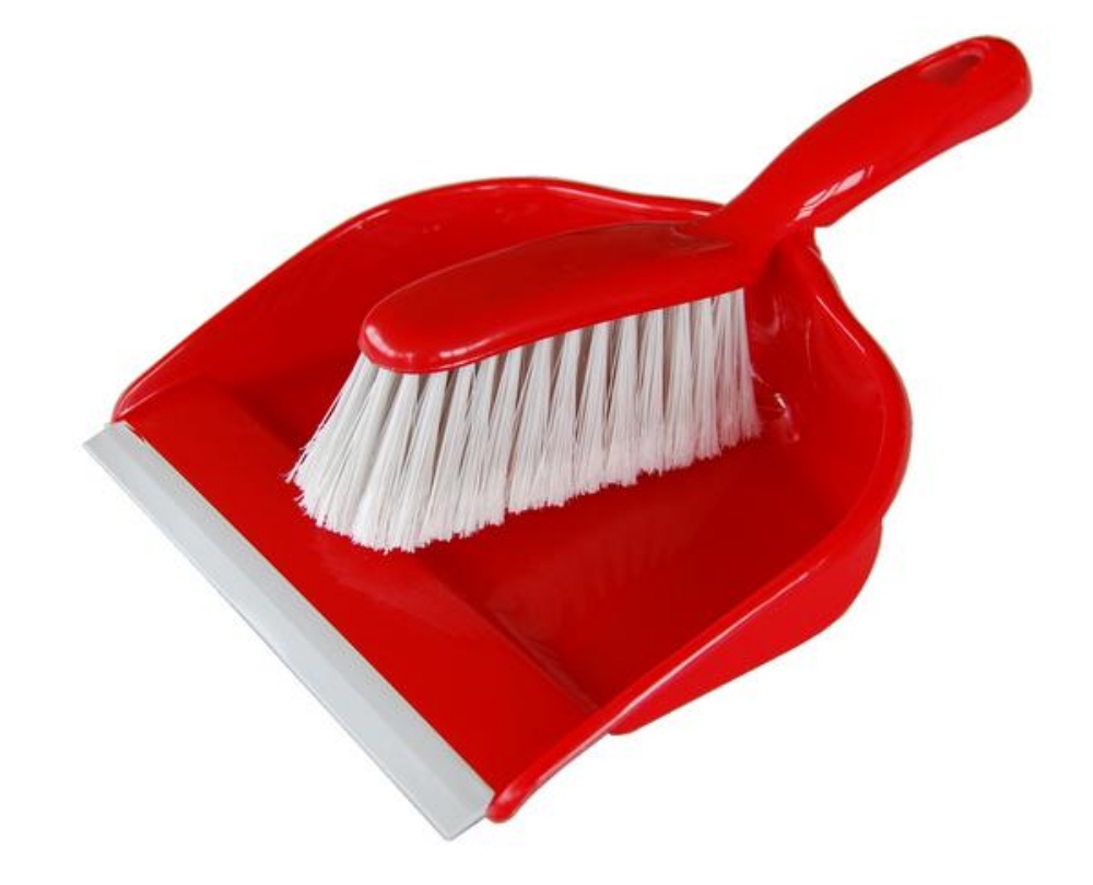 Kehrgarnitur light mit Lippe Kunststoff, mit weissen Borsten, rot