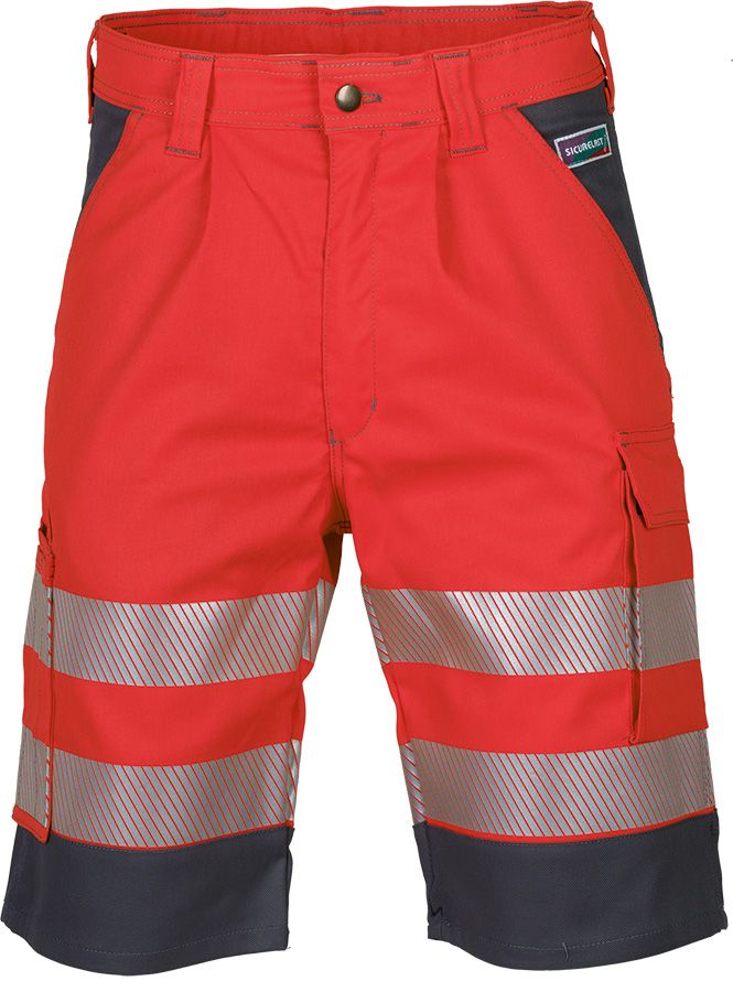 Warnschutz-Shorts SICURELAST REFLEX, leuchtrot/grau