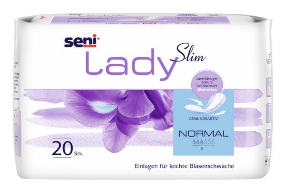 Seni Lady Slim normal Atmungsaktive, anatomisch geformte Einlagen für Frauen, normal 20 Stück