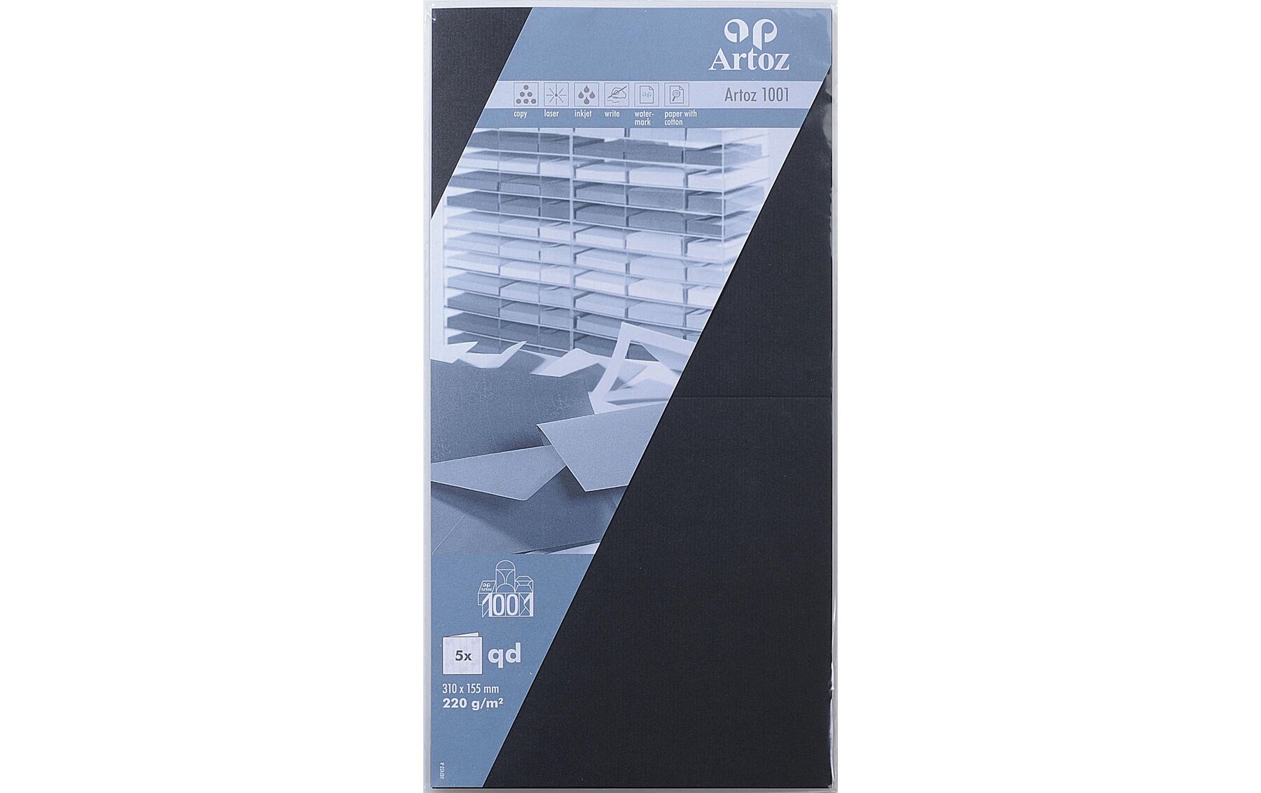 Karten 1001 310x155mm 220g, schwarz 5 Blatt ARTOZ 107452262