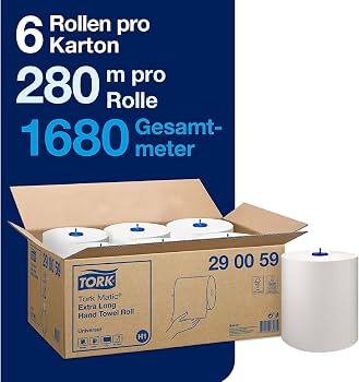 Tork 290059 Matic extra-langes Rollenhandtuch H1 Universal weiss – Karton à 6 Rollen