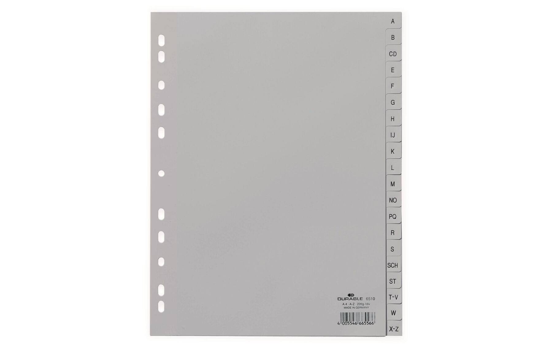 Register PP grau A4 20-teilig, A-Z DURABLE 6510-10