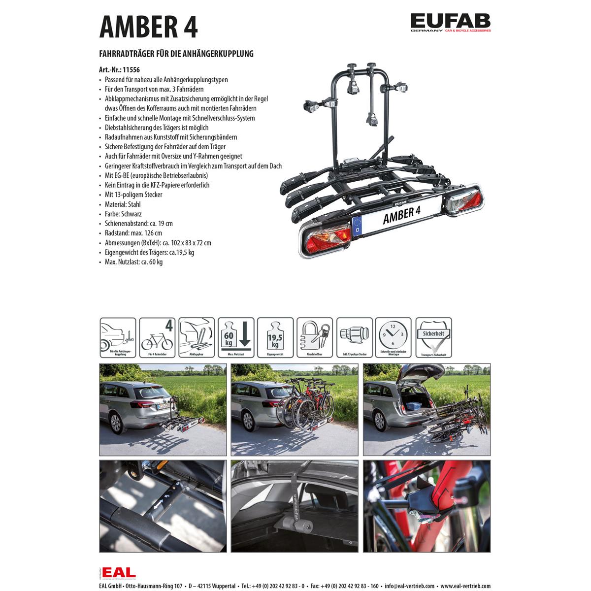 Eufab Fahrradträger Anhängerkupplung Amber IV