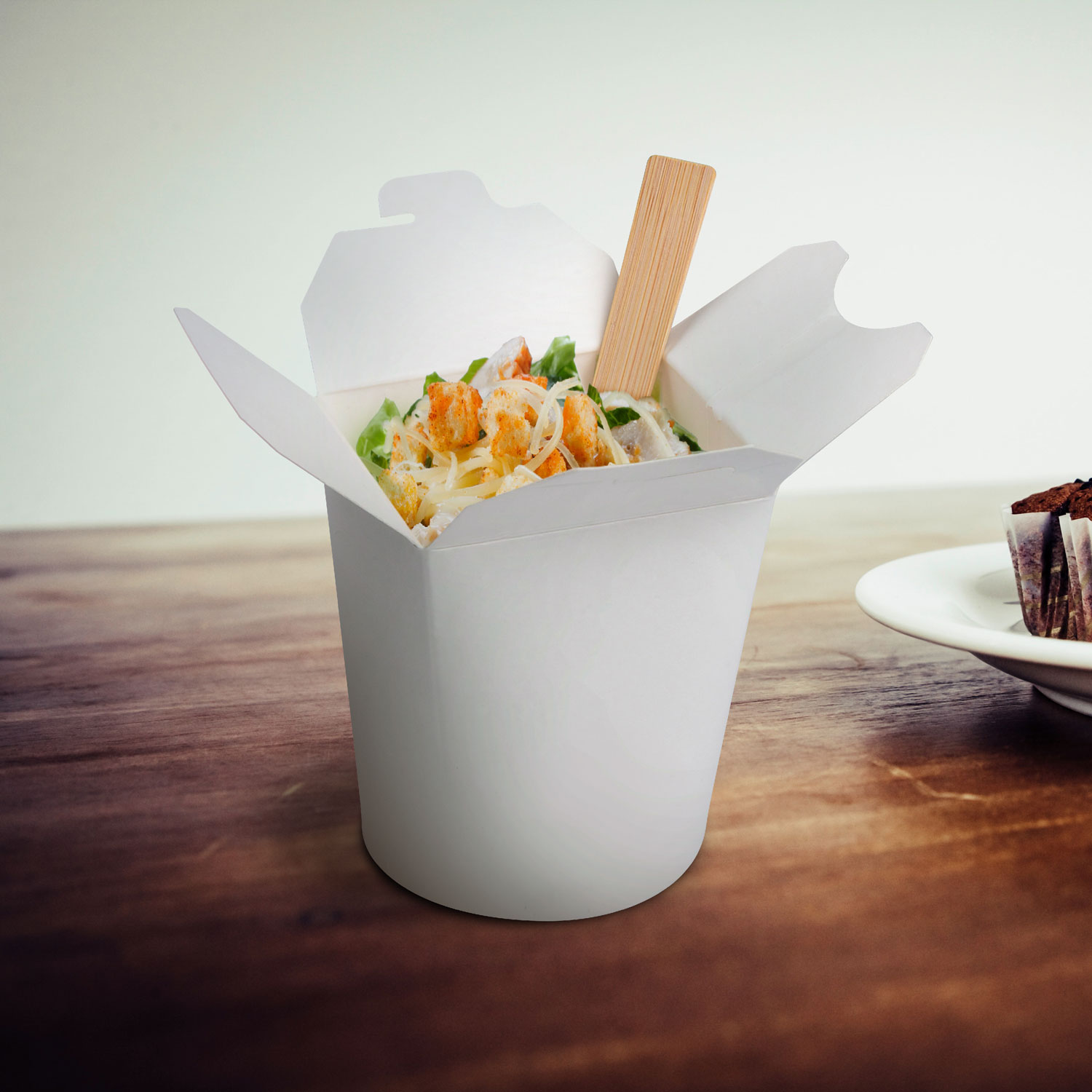 Food Box Asia PAP FSC Mix/PE weiss 500 ml / 16 oz, Packung mit 50 Stück