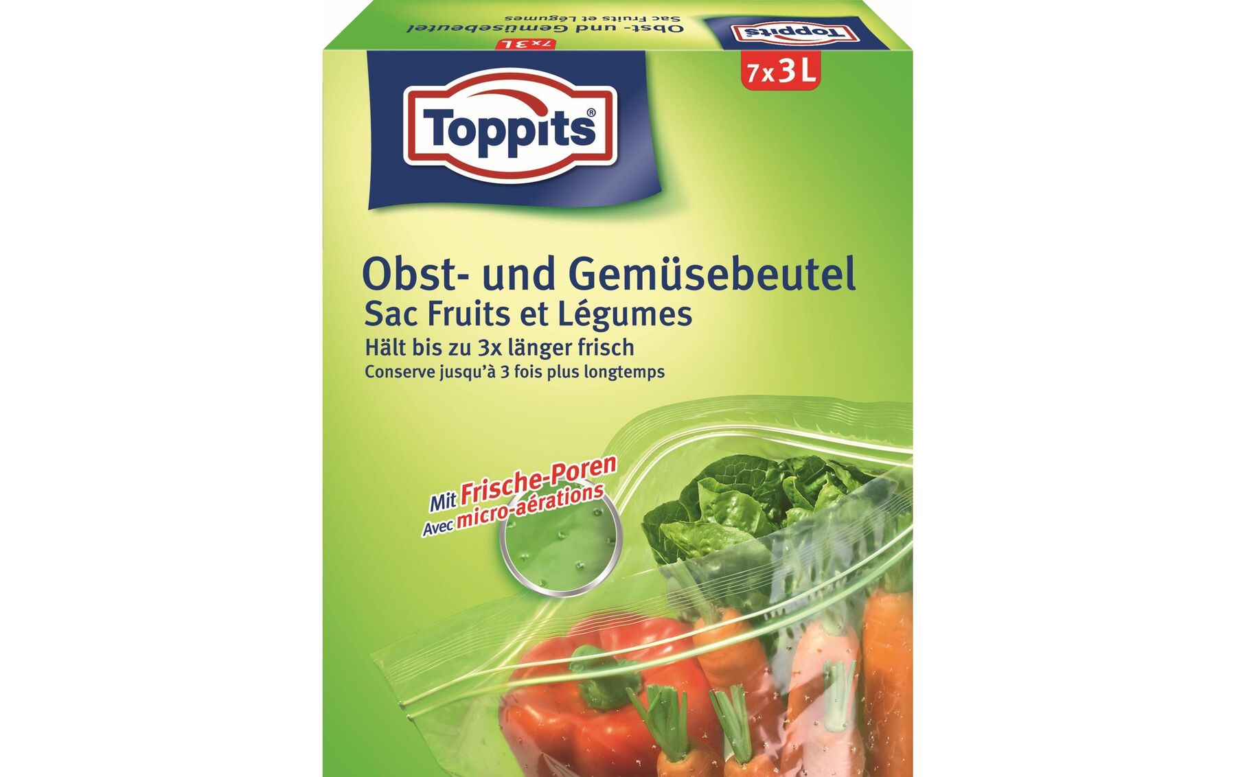Toppits Obst- und Gemüsebeutel 25 cm x 27 cm, 7 Stück