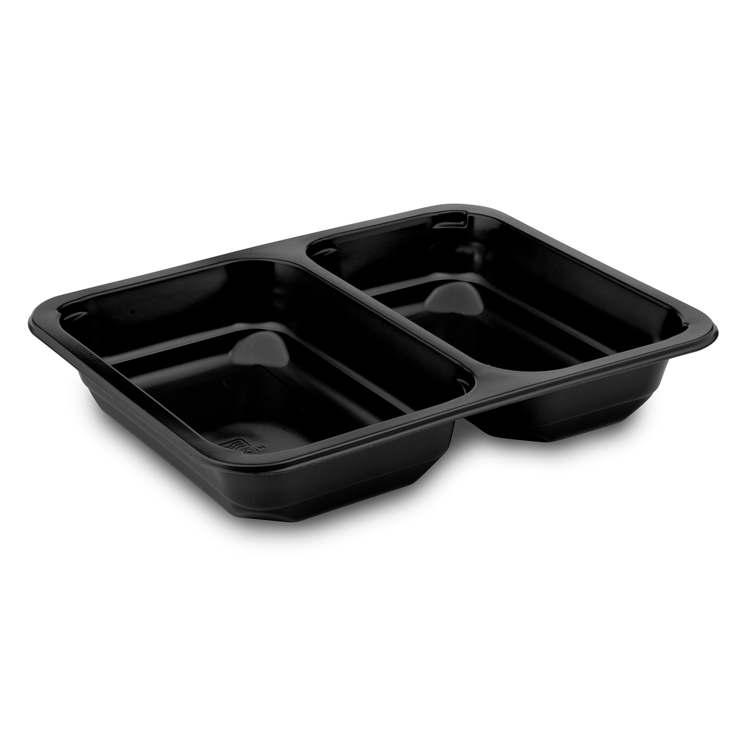 Menü-Schale (PP) 2-geteilt schwarz 227 x 178 x 40 mm - 50 Stück