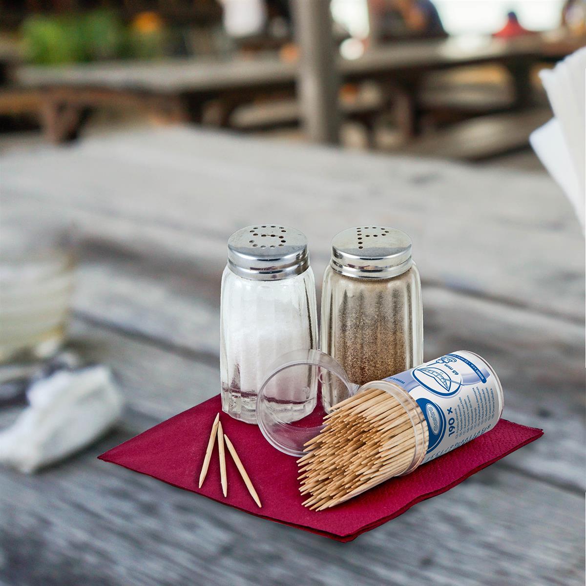 Zahnstocher aus Holz 2 x 65 mm im Behälter - 190 Stück