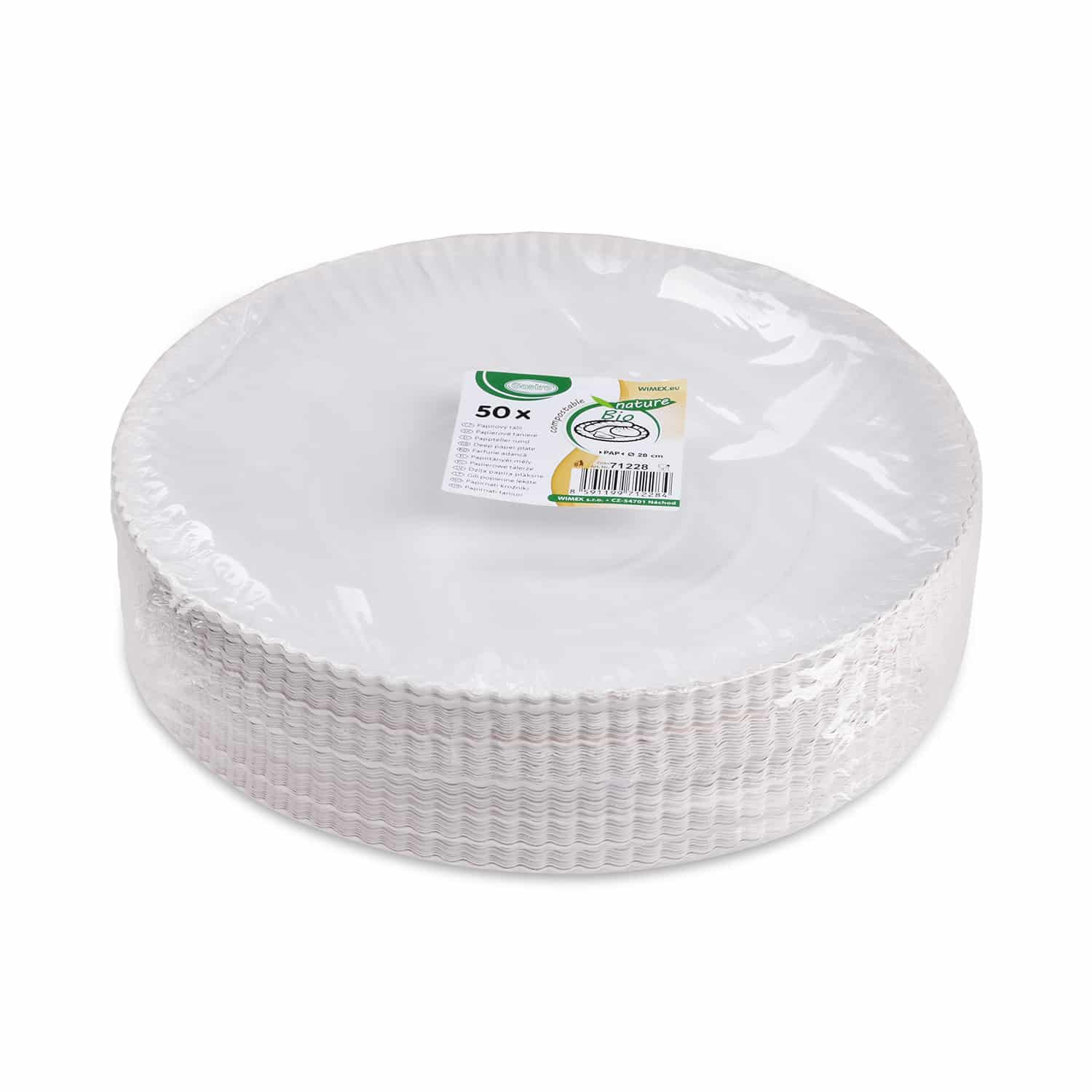 Pappteller tief weiß 28cm - 50 Stück