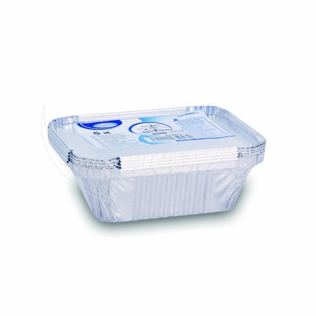 Schale (ALU) eckig 145 x 120 x 41 mm 470ml + Deckel - 5 Stück