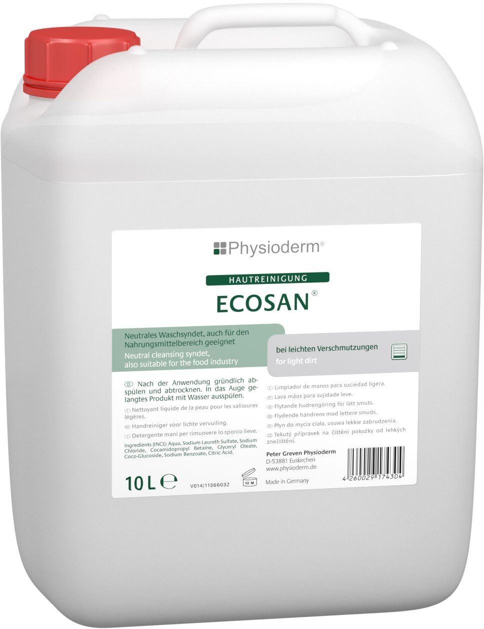 Peter Greven Physioderm® Ecosan Handwaschpaste 10 Liter Kanister