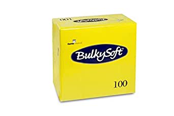 Servietten Bulkysoft, 3-lagig, 1/4 Falz, zitrone, 40x40cm - Karton à 10 Pack / Pack à 100 Servietten