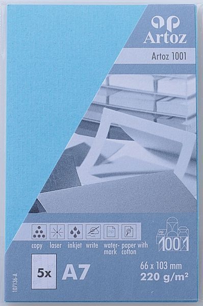 Visitenkarten 1001 A7 220g, azur 5 Blatt ARTOZ 107136143