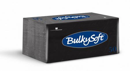 Servietten Bulkysoft, 2-lagig, 1/8 Falz, schwarz, 33x33cm - Karton à 40 Pack / Pack à 50 Servietten